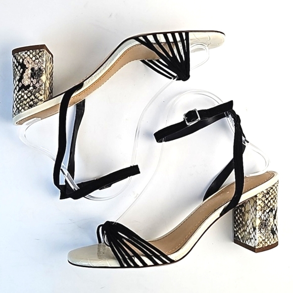 Gibson Latimer Cordelia Sheep Leather Snake Print Ankle Strap Block Heel… - Picture 3 of 16